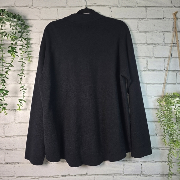 RUBY RD WOMENS BLACK KNIT SHACKET JACKET BUTTON UP POCKETS LARGE EUC - Picture 5 of 6